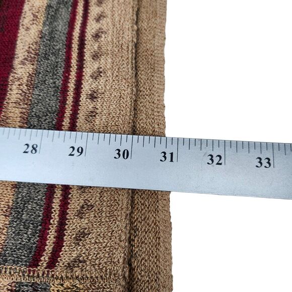 Koret Knit Sweater Womens 2X Crew Neck Tan Red Striped Long Sleeves Zipper - Picture 9 of 10